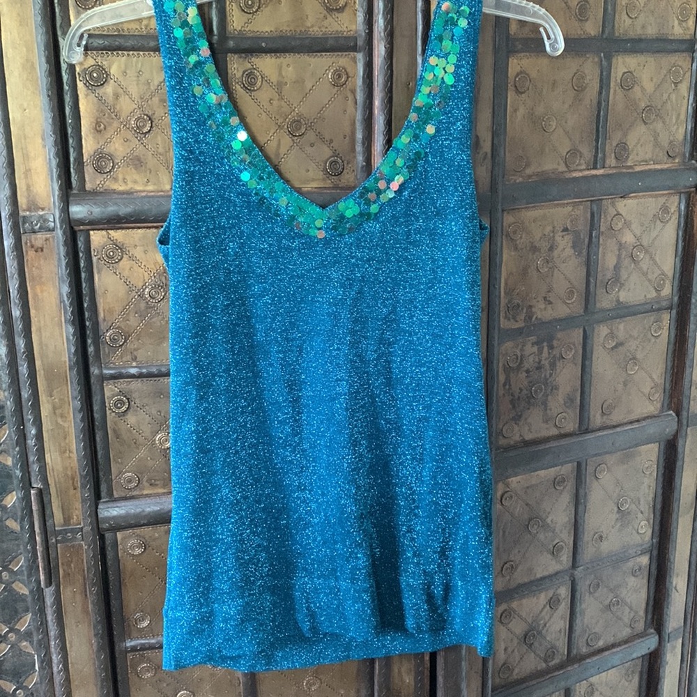 Necessary Objects Mermaid Sequin Blue Metallic Ta… - image 6